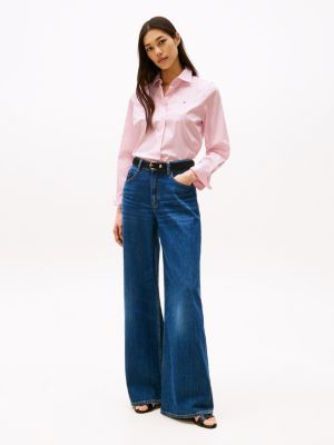 sandalias de piel con tacón ancho y monograma negro de mujeres tommy hilfiger