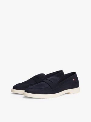 schwarz leder-loafer mit flag aus emaille für damen - tommy hilfiger