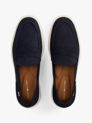 schwarz leder-loafer mit flag aus emaille für damen - tommy hilfiger