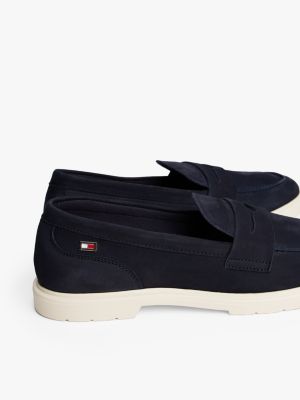 schwarz leder-loafer mit flag aus emaille für damen - tommy hilfiger