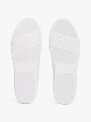 weiß court-sneaker aus leder mit farbakzent für damen - tommy hilfiger