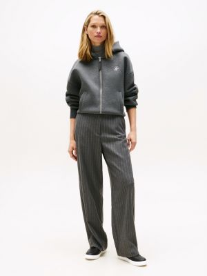 sneakers sportive in pelle con monogramma th nero da donne tommy hilfiger