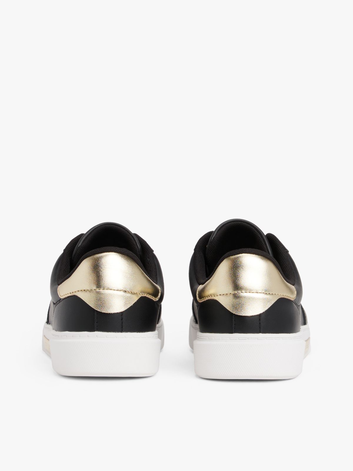 Leather Court Trainers — Black