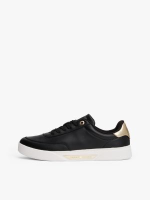 baskets en cuir noir pour femmes tommy hilfiger