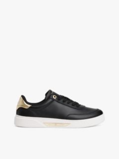 Leather Court Trainers — Black 1
