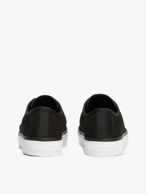 black enamel flag open mesh trainers for women tommy hilfiger