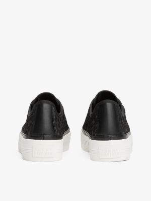 black th monogram embroidery mesh trainers for women tommy hilfiger