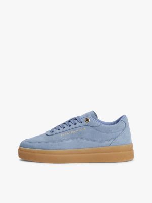 baskets en daim à logo gaufré beige pour femmes tommy hilfiger