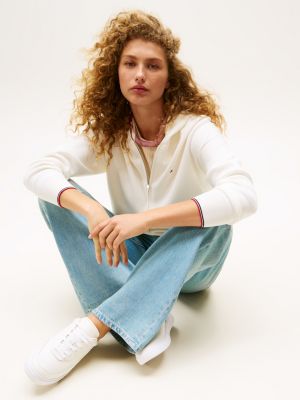 white leather embossed cupsole trainers for women tommy hilfiger