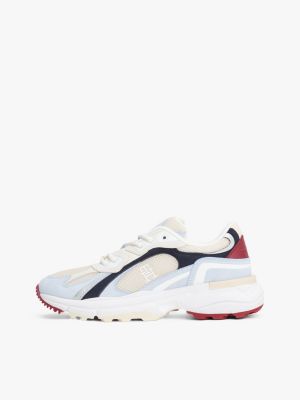 white th monogram mesh panel cleat trainers for women tommy hilfiger