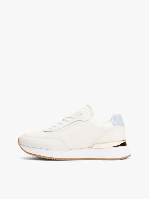 weiß leder-sneaker mit besatz und feinem profil für damen - tommy hilfiger