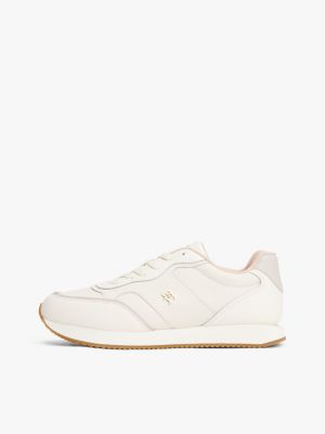 white leather th monogram colour-pop trainers for women tommy hilfiger