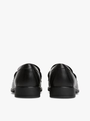 mocassins en cuir à monogramme th noir pour femmes tommy hilfiger