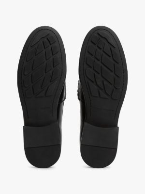 mocassins en cuir à monogramme th noir pour femmes tommy hilfiger