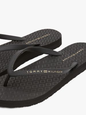 czarny japonki z teksturowanym logo dla kobiety - tommy hilfiger