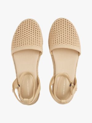 beige knit mesh platform espadrilles for women tommy hilfiger