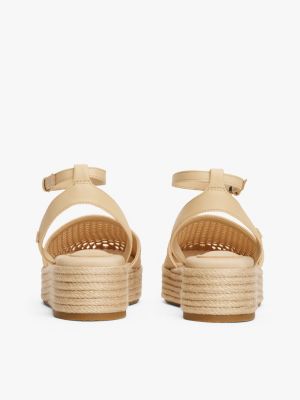 beige knit mesh platform espadrilles for women tommy hilfiger