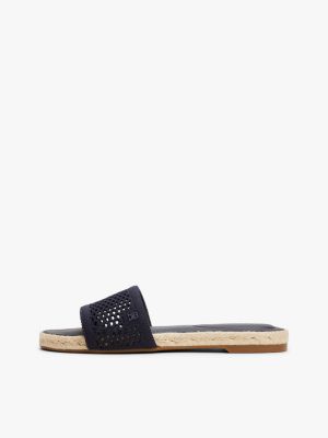 espadrilles mules en maille tricotée bleu pour femmes tommy hilfiger
