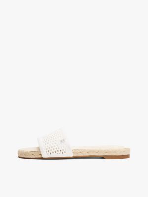 weiß espadrille-pantolette mit gestricktem mesh für damen - tommy hilfiger