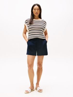 weiß espadrille-pantolette mit gestricktem mesh für damen - tommy hilfiger