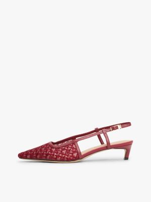schwarz slingback-kitten heel aus mesh mit monogrammen für damen - tommy hilfiger