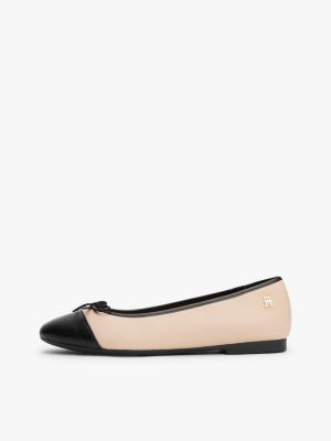 white leather toe cap ballerinas for women tommy hilfiger