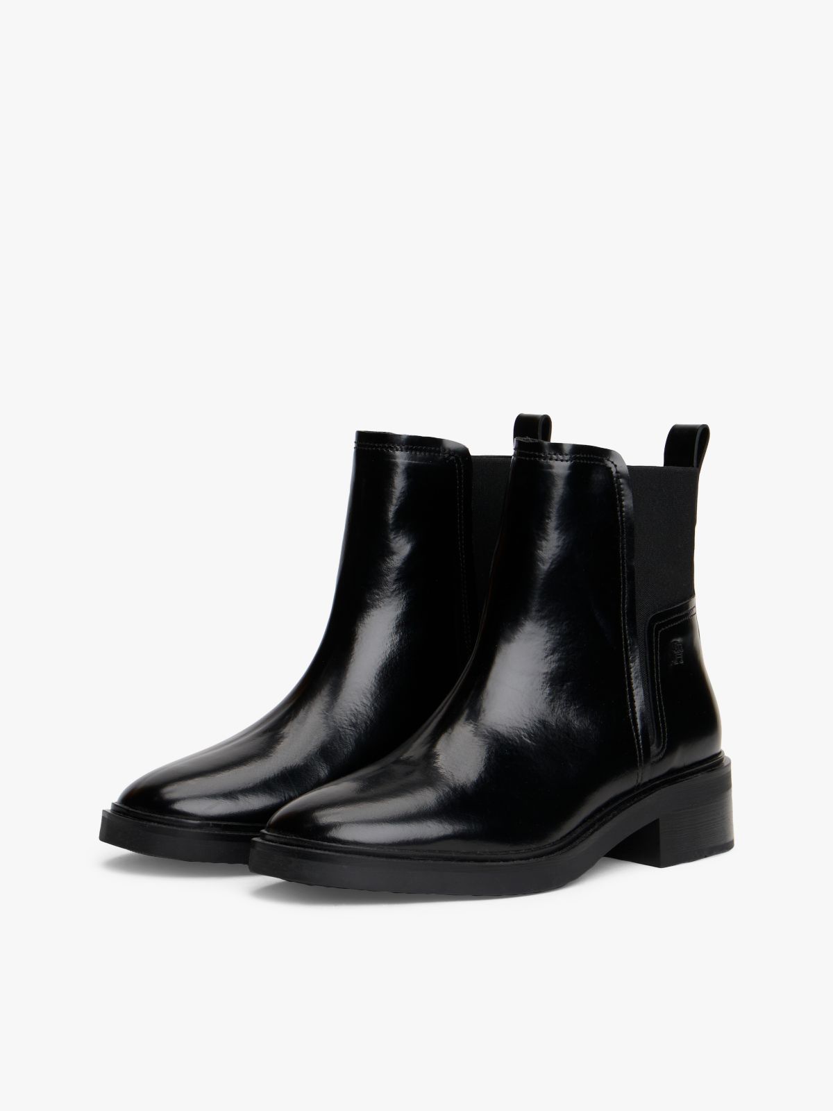 Leather Square Toe Chelsea Boots — Black