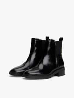 Leather Square Toe Chelsea Boots — Black 2