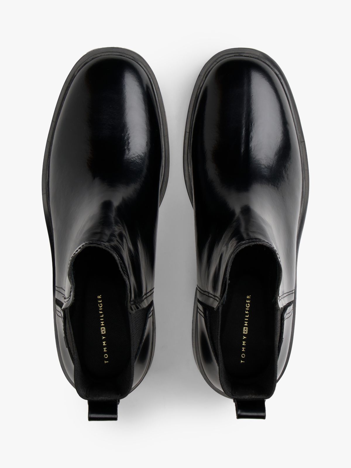 Leather Square Toe Chelsea Boots — Black