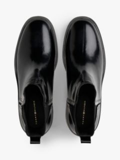 Leather Square Toe Chelsea Boots — Black 3
