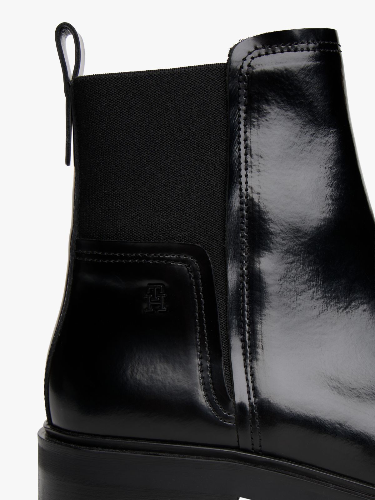 Leather Square Toe Chelsea Boots — Black