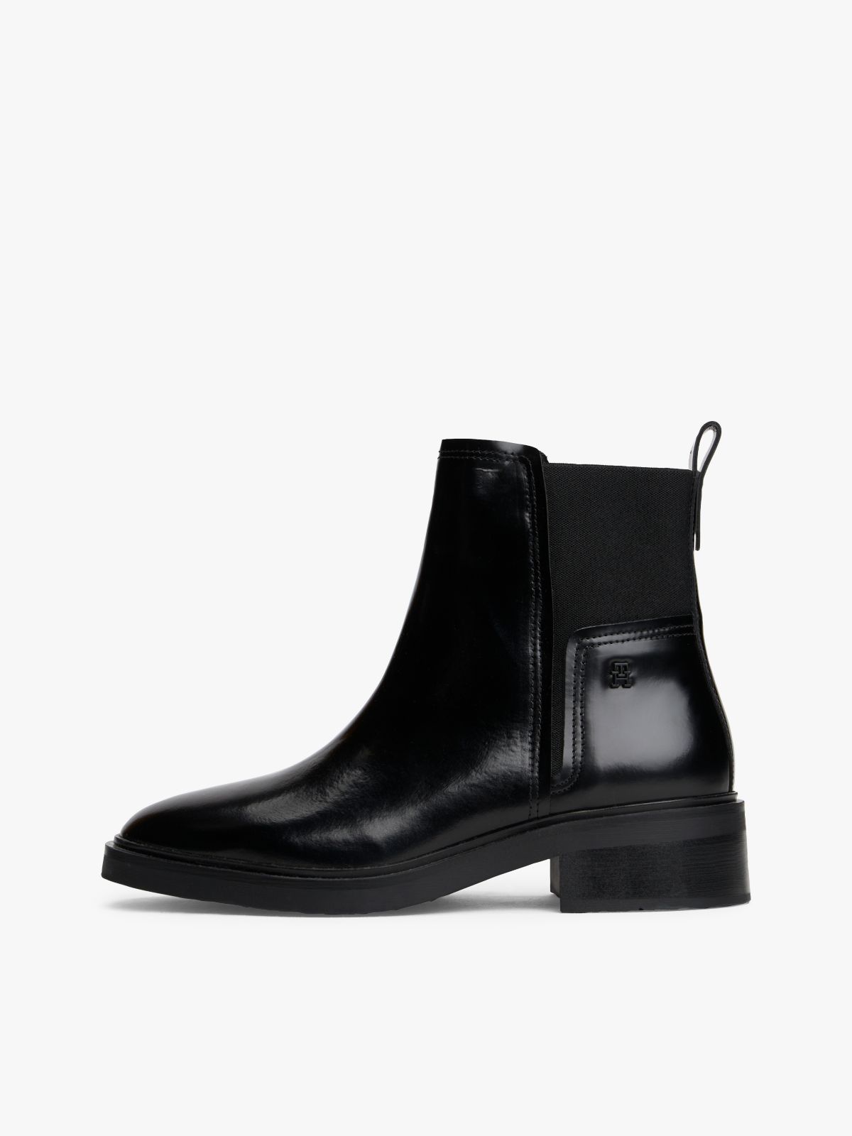 Leather Square Toe Chelsea Boots — Black