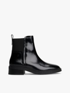 Leather Square Toe Chelsea Boots — Black 1