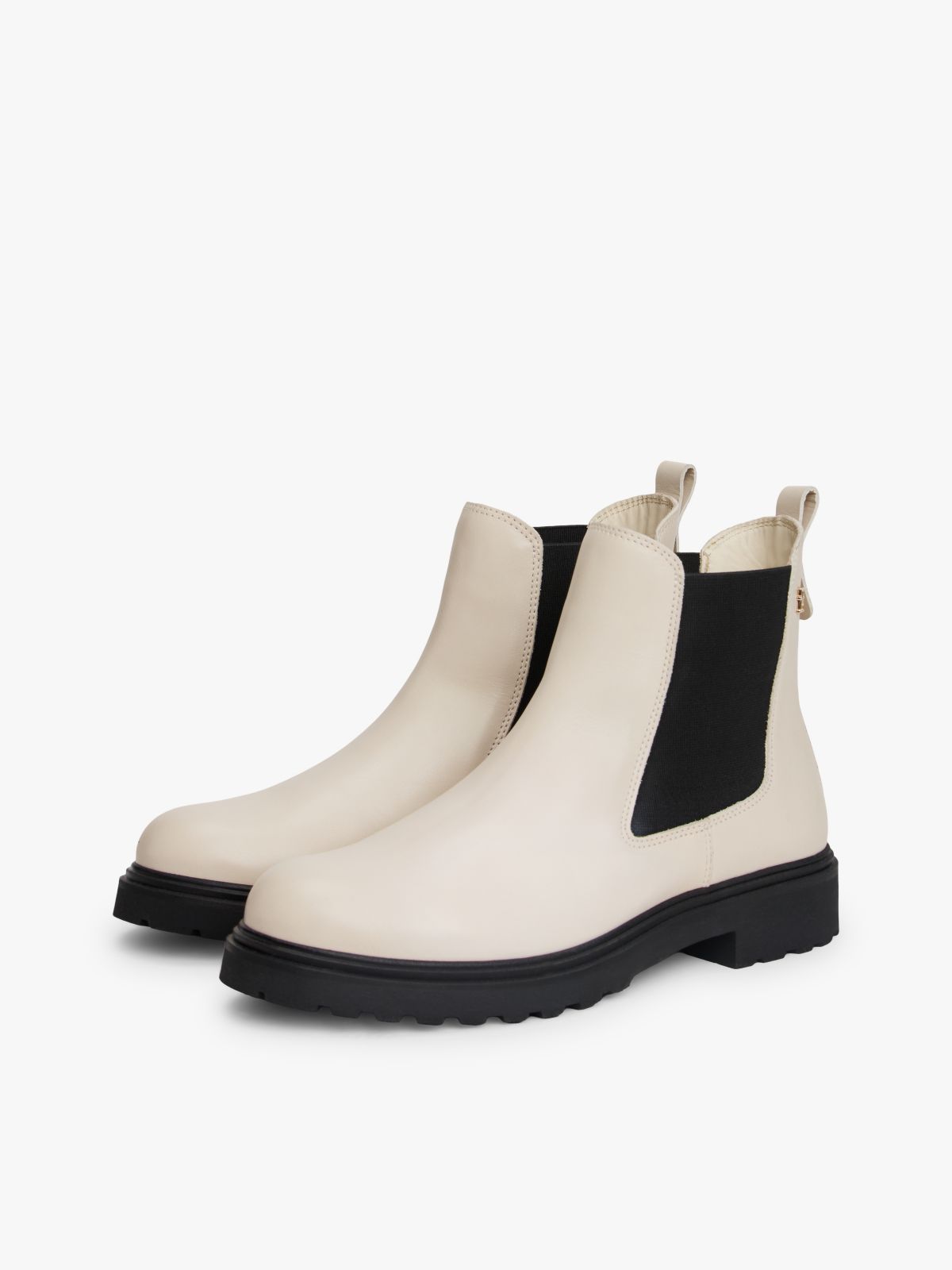 Lightweight Leather Cleat Chelsea Boots — Beige