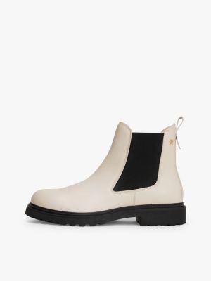 bottines chelsea en cuir légères crantées beige pour femmes tommy hilfiger