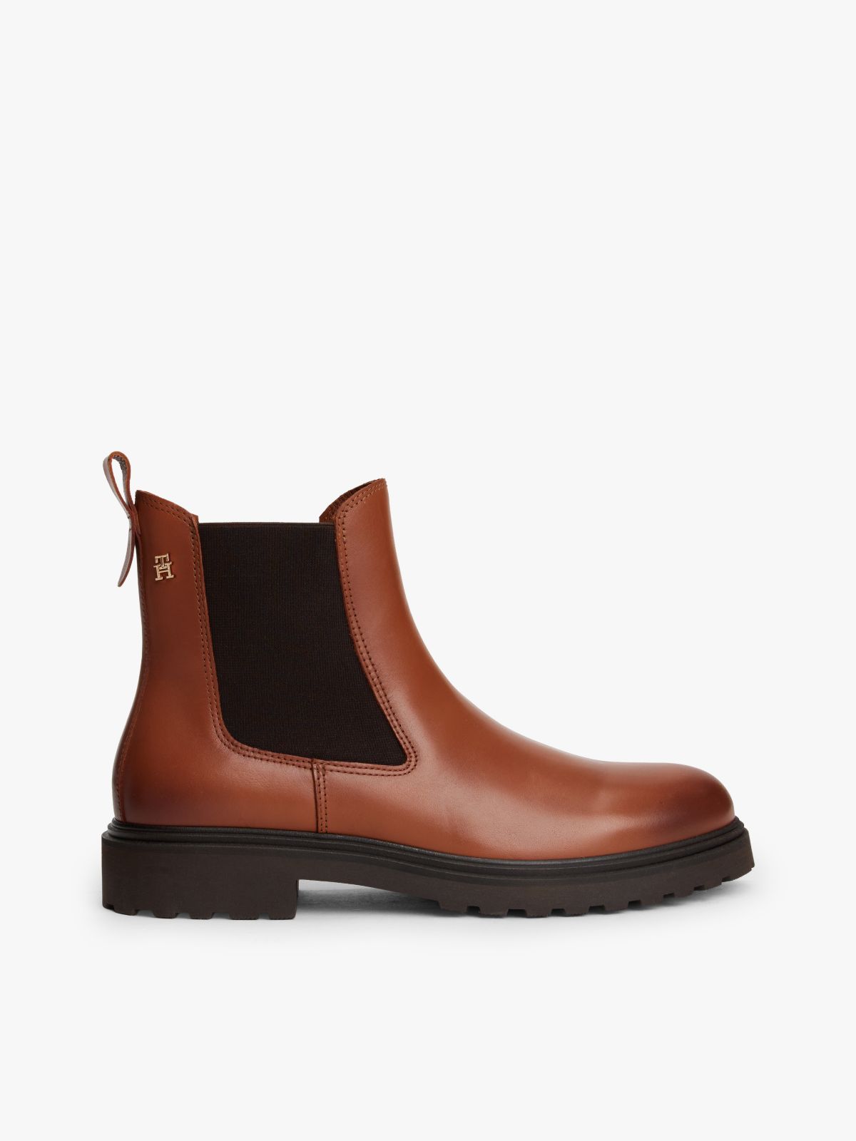 Lightweight Leather Cleat Chelsea Boots — Brown