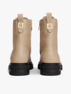 Pebble Grain Leather Warm Lined Chunky Boots — Beige 4
