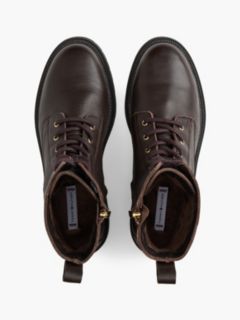Pebble Grain Leather Warm Lined Chunky Boots — Brown 3