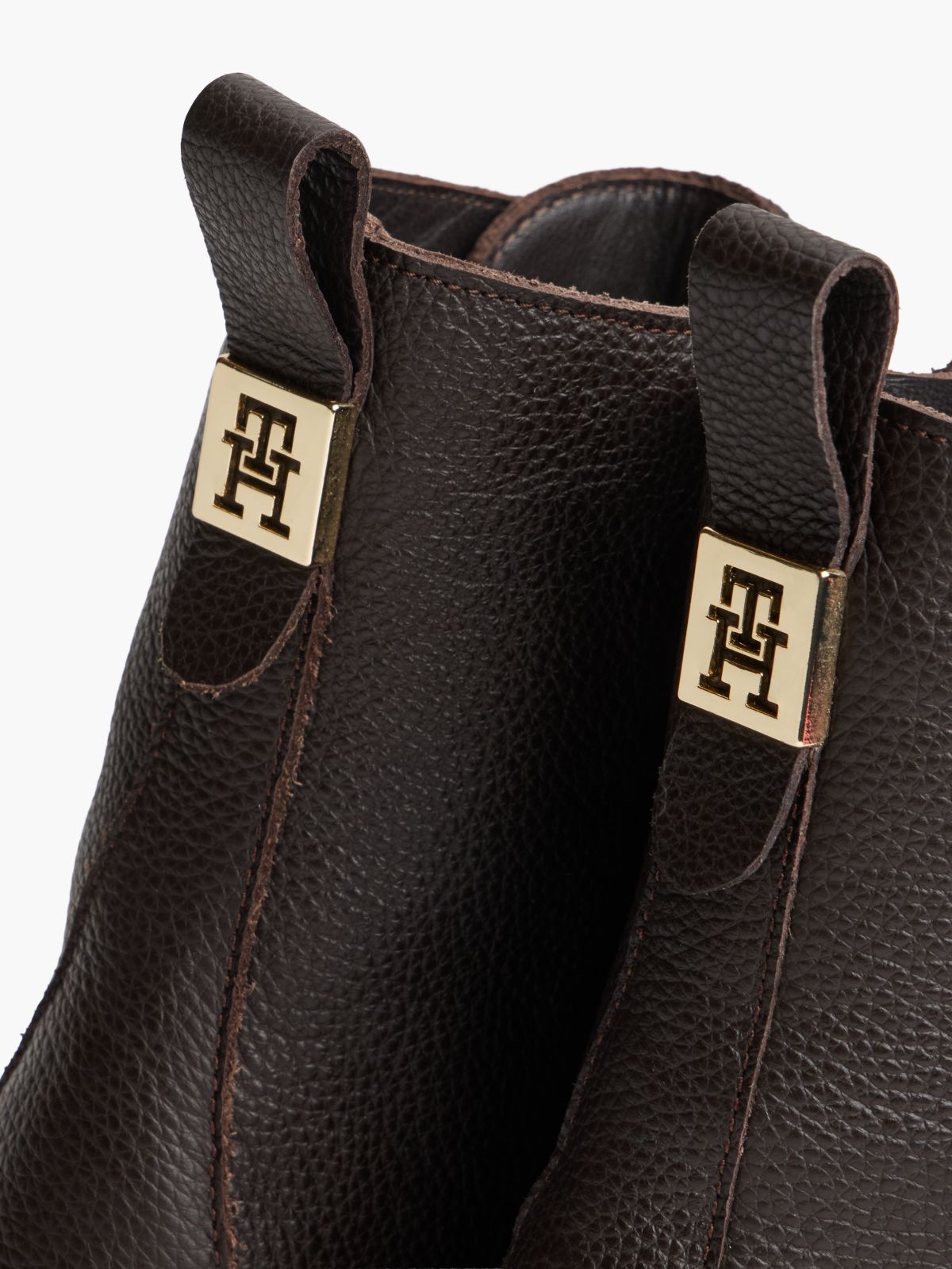 Pebble Grain Leather Warm Lined Chunky Boots — Brown