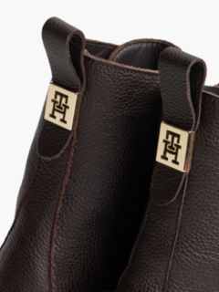 Pebble Grain Leather Warm Lined Chunky Boots — Brown 6