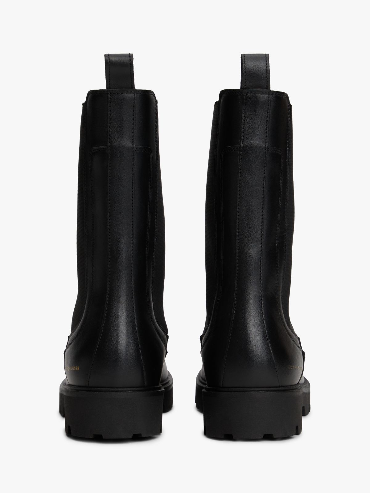 Leather Cleat Mid Chelsea Boots — Black