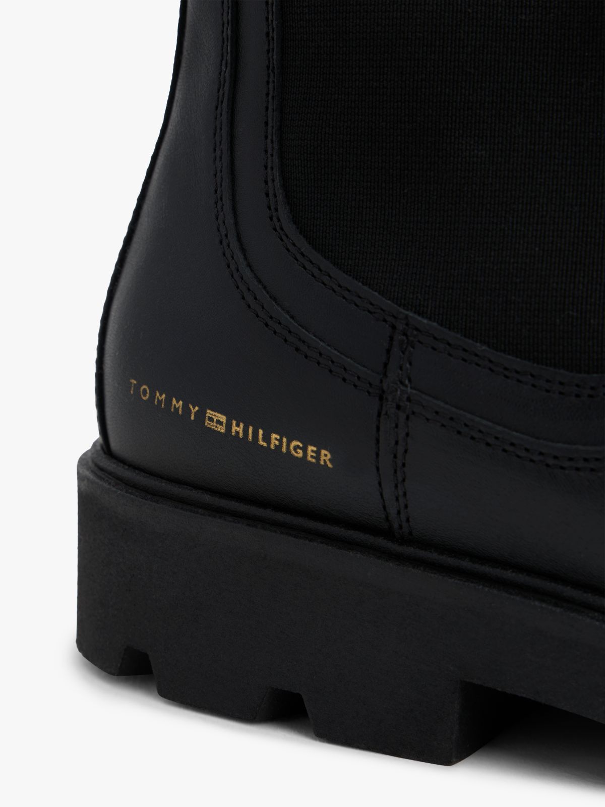 Leather Cleat Mid Chelsea Boots — Black