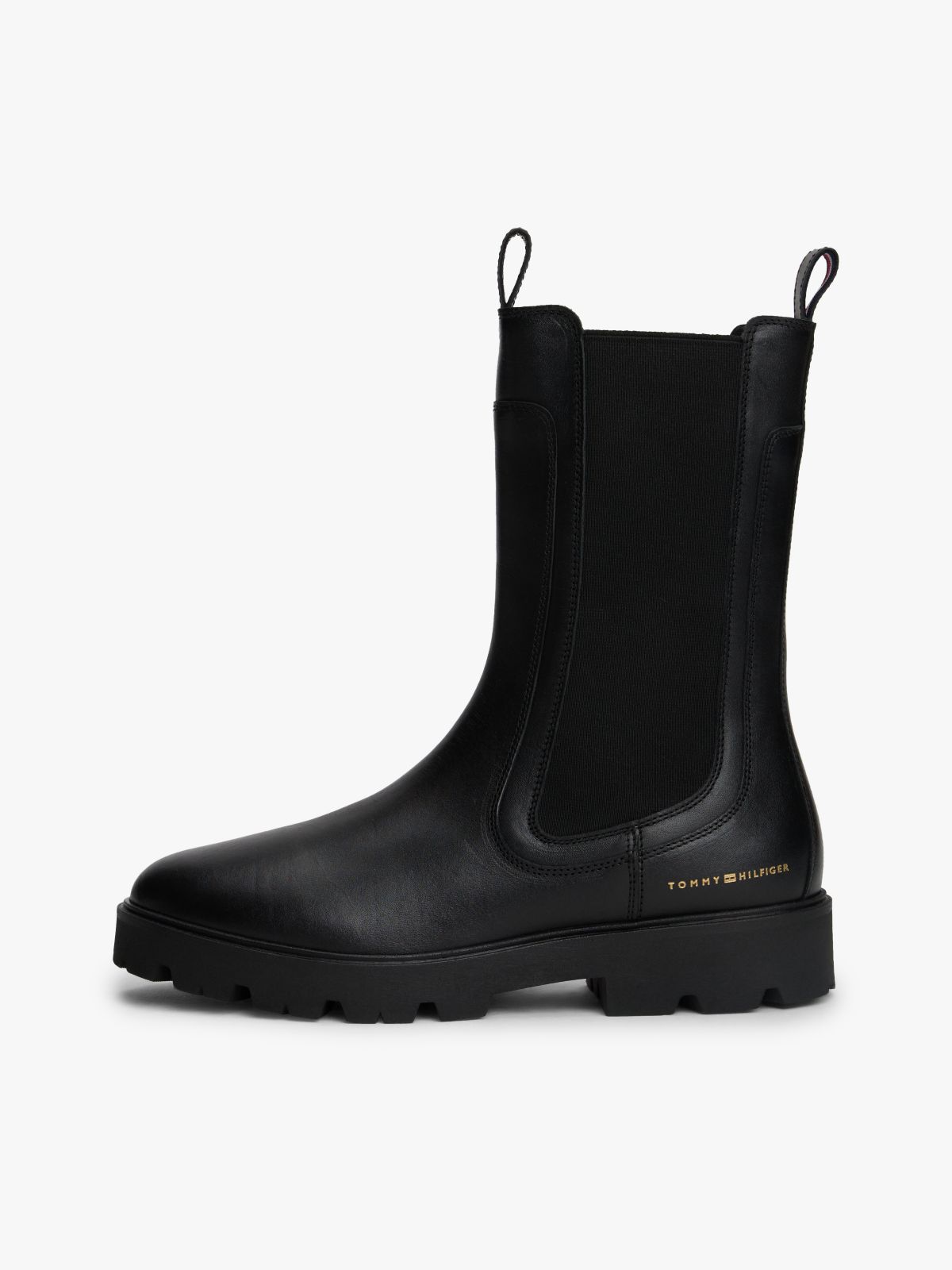 Leather Cleat Mid Chelsea Boots — Black