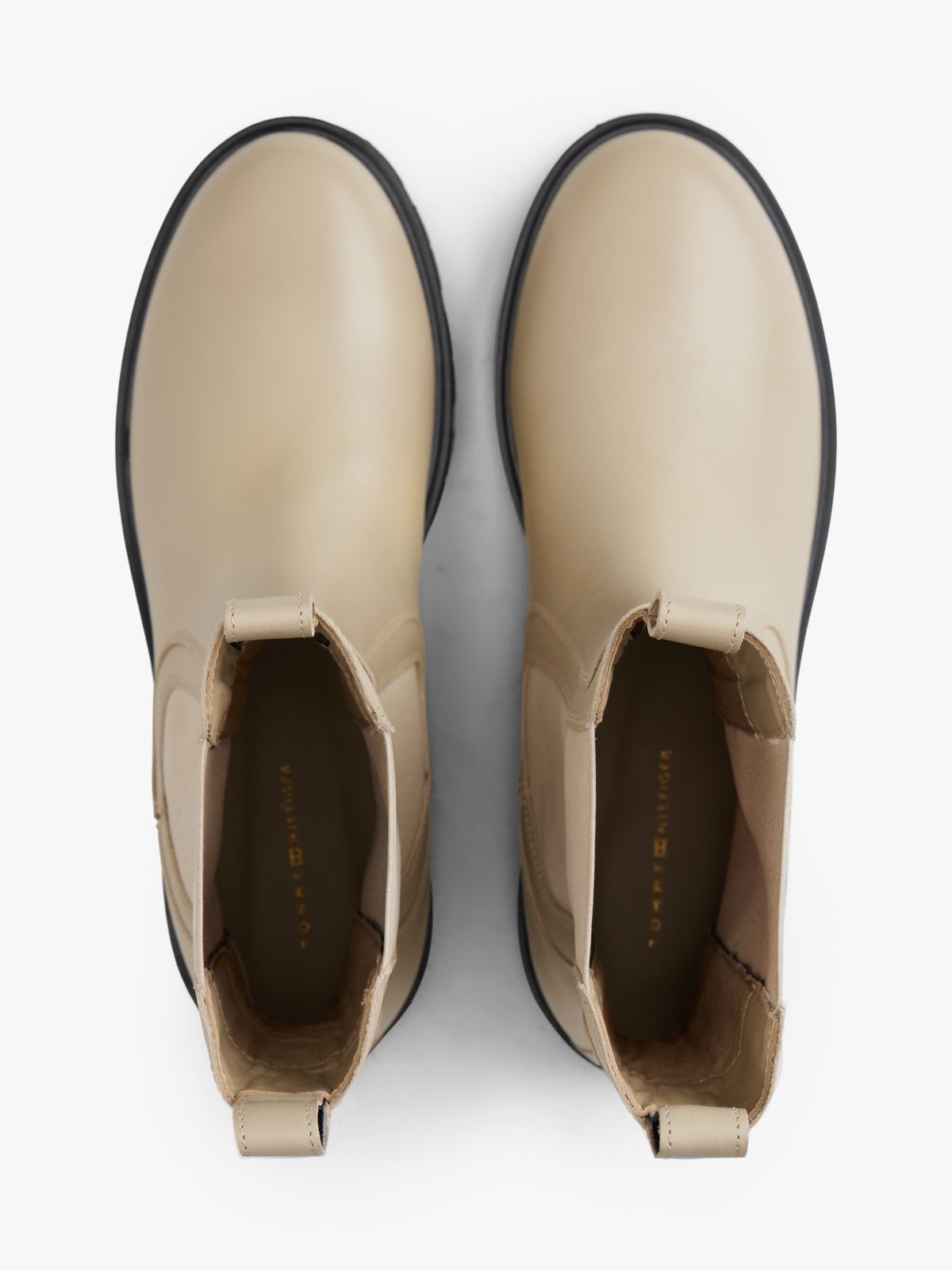 Leather Cleat Mid Chelsea Boots — Beige