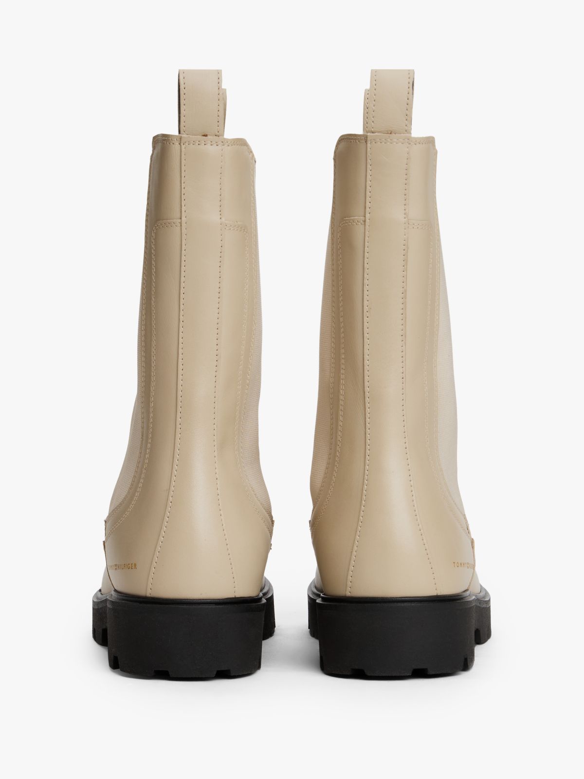 Leather Cleat Mid Chelsea Boots — Beige