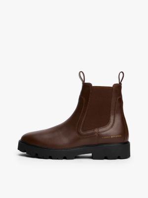 bottines chelsea en cuir marron pour femmes tommy hilfiger
