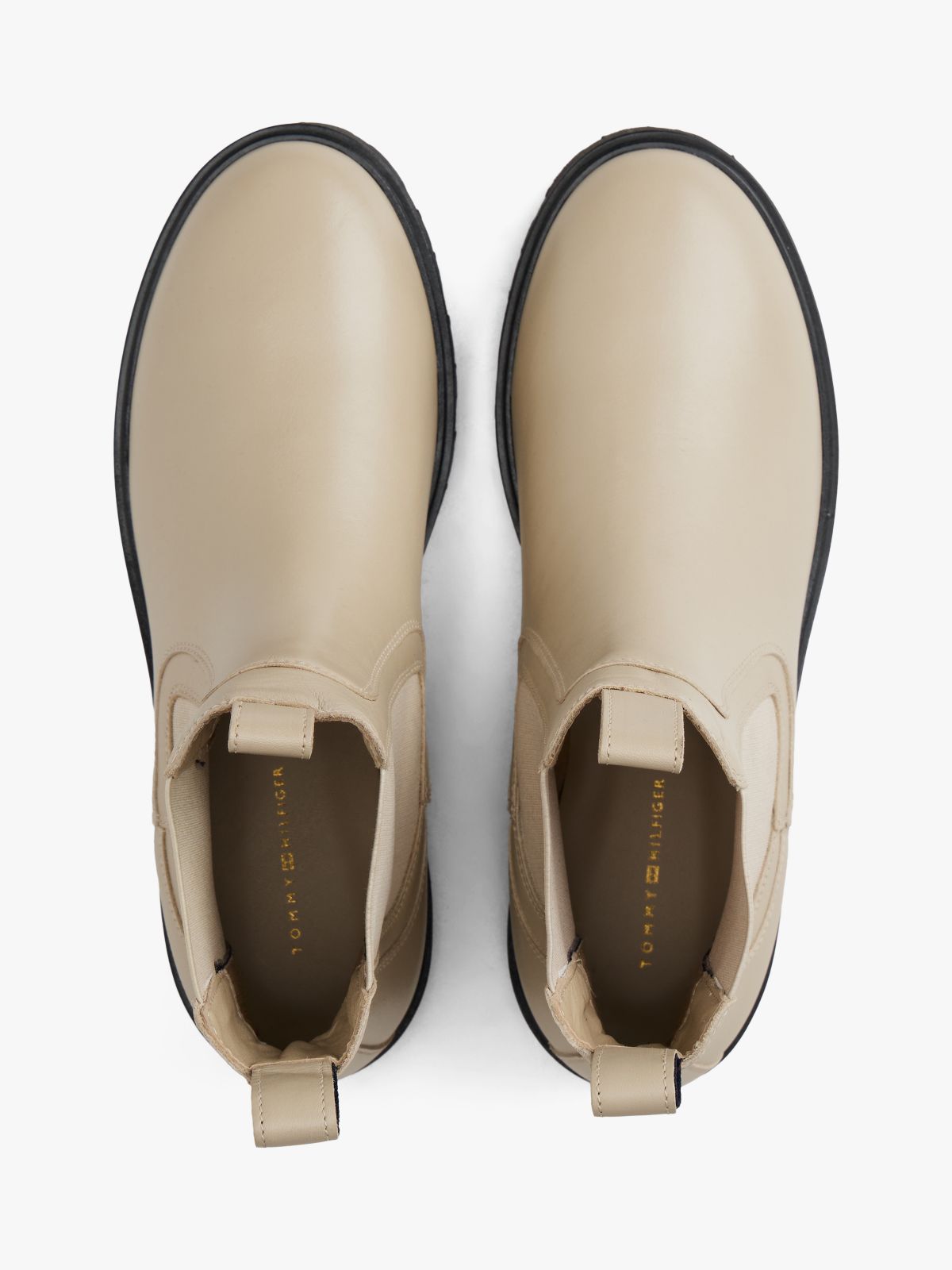 Leather Chelsea Boots — Beige