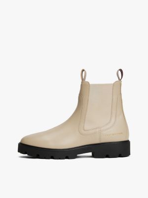 beige chelsea-boot aus leder für damen - tommy hilfiger