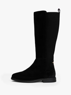 black suede knee-high boots for women tommy hilfiger