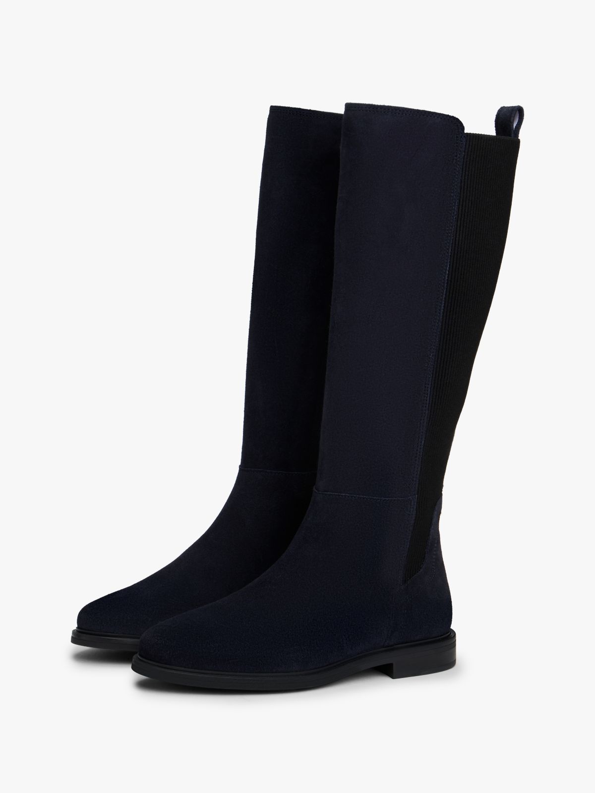 Suede Knee-High Boots — Blue